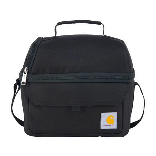 Carhartt Insulated Two Compartment Cooler, Durable Water Repellent Material W/Front Pocket for Work, Camping, Beach & Travel, 12 Can, Black