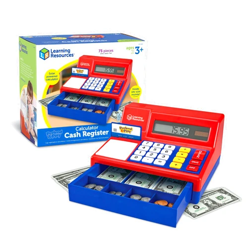 Learning Resources Pretend & Play Calculator Cash Register - 73 Pieces, Ages 3+ Develops Early Math Skills, Play Cash Register for Kids, Toy Cash Register, Play Money for Kids