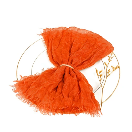 Showgeous 60 Pack Terracotta Cheesecloth Napkins with Fringe, 20 x 20 Inch Gauze Wrinkled Dinner Napkins Rustic Table Decoration for Party Wedding Event Dinner