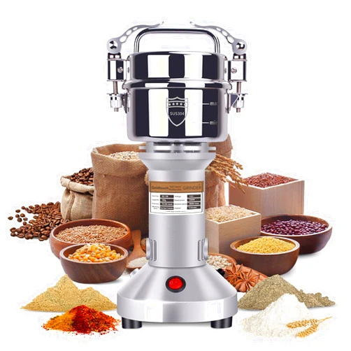 Goldtouch 150g Grain Mill Grinder 1500W Electric Stainless Steel Grain Grinder High-Speed Pulverizer Powder Machine for Dry Wheat, Oats, Corn, Pepper and Coffee Beans (150g Stand Type)