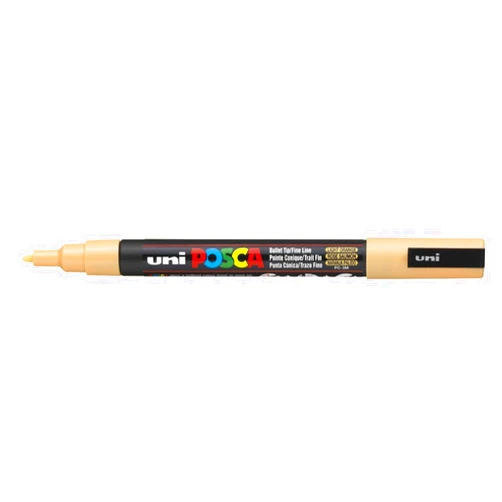 Uni-Ball posca Light Orange Paint Marker with Adjustable Fine Point Marker Tips from 0.9-1.3mm, Water-Based Paint Writes on Almost Any Surface, PC-3M