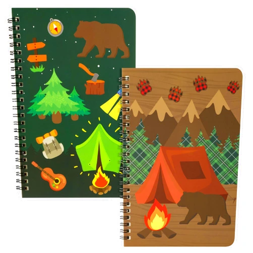 Xqumoi 2Pack A5 Camping Spiral Notebooks, Camp Adventure Ruled Travel Journal Writing Hardcover Notebook for Teens Student School Office Supplies Back to School Notepad Diary Gift