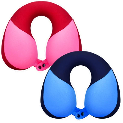 COOLBEBE Kids Chin Supporting Travel Neck Pillow 2PCS Softly Double Support Neck Pillow for Car & Airplane, Traveling Gifts for Toddler & Children(Blue & Pink)