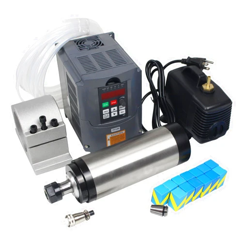CNCTOPBAOS 2.2KW Water Cooled Spindle Motor ER20 24000rpm 400Hz+2.2KW VFD Inverter Variable Frequency Driver 110V+80mm Clamp+80W Pump+6m Pipe+14pcs Collet CNC Kit for CNC Router Milling Machine