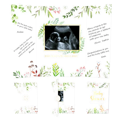 SHIEL-EVEN Green Baby Shower Decorations, Cute Baby Shower Guest Book, Baby Signature Board with Picture, Baby Shower Guest Book Alternatives, Baby Keepsake for Boys Girls