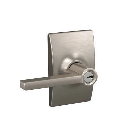Schlage F51A LAT 619 CEN Latitude Door Lever with Century Trim, Keyed Entry Lock, Satin Nickel