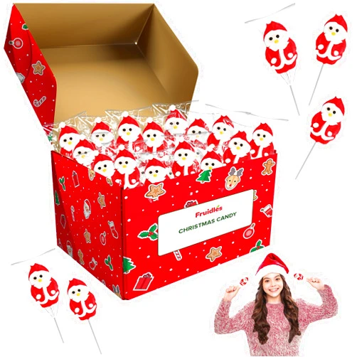 Fruidles Christmas Santa Lollipop, Santa Clause, Candy Canes Suckers, Mixed Fruit Flavor, Individually Wrapped Lollipops (12-Pac)