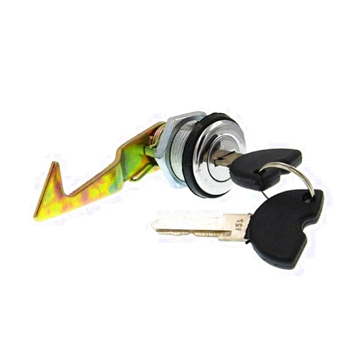 Peiiwdc Motorcycle Rear Trunk Lock with 2 Keys, Metal, Black, Manual Key Actuator