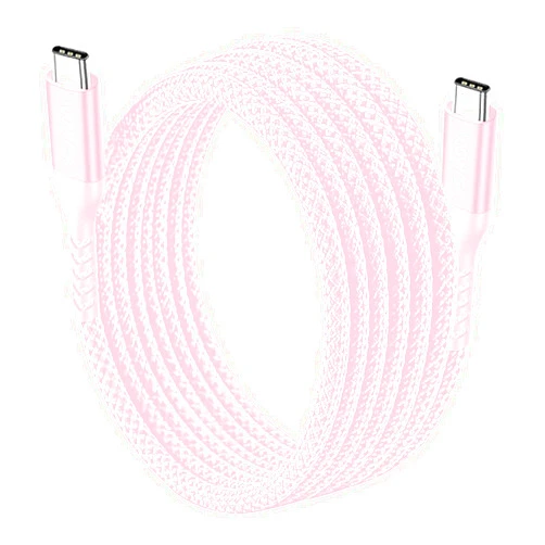Xuomuen 15FT USB-C to USB-C Cable 100W Fast Charge,Pink Long Nylon,Type C Charger Cord for Apple-iPhone 15,iPad Mini/Air,MacBook Air,Sam-Sung Galaxy S24 S23,Pixel 8/8 pro,One-Plus 8T,Moto G Play,PS5
