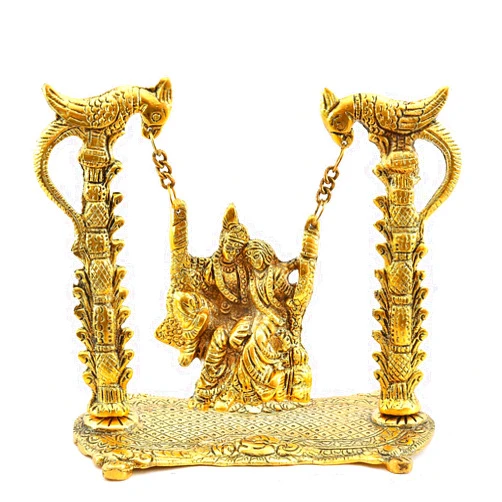 Somi gift Metal Radha Krishna Swing Jhula Decorative Showpiece, (Metal Radha Krishna JULLA)