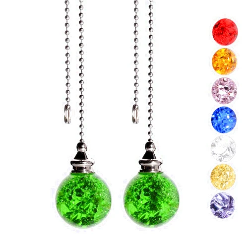 SUR-CIEL 2PCS Ceiling Fan Pull Chain, Fan Pull Chain Extension, Ceiling Fan Pull Chain Extender, Fan and Light Pulls for Ceiling Fan, Light Pull Chain with 21 Inches Ball Beaded Pull Chain, Green