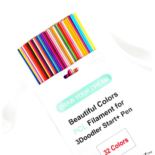 Kretrum 32 Colors 3D Doodler Pen Refills for 3Doodler Start 3D Pen Low Printing Temperature PCL Filament 3Doodler Start Refills Packs Each Color 15.2 cm x 5 pcs Total 160 pcs Only Fit for 3Doodler Start Pen
