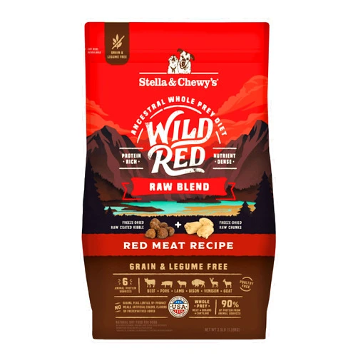 Stella & Chewy's Wild Red Dry Dog Food Raw Blend High Protein Grain & Legume Free Red Meat Recipe, 3.5 lb. Bag