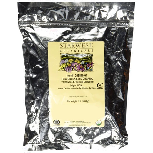 Starwest Botanicals Organic Whole Fenugreek Seed, 1 Pound Bulk Spice