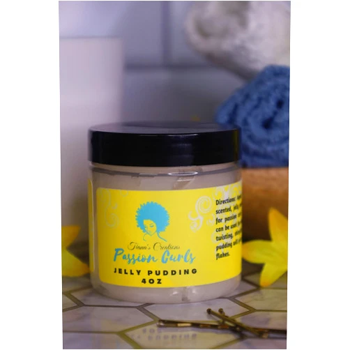 TIANA'S CREATIONS Passion Curls Jelly Pudding, Natural Styling Gel, Holds Curls, Curl Enhancer with Aloe Vera, Honey & Marshmallow Root for Curly Hair 4 OZ