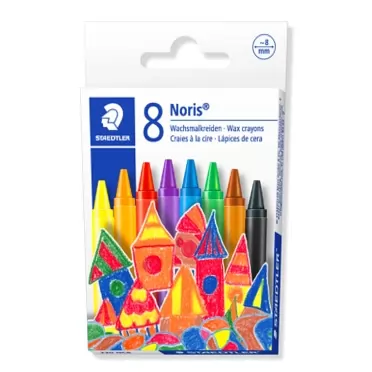 STAEDTLER 220 NC8 Noris Wax Crayons 8 mm - Assorted Colours (Pack of 8) 8 Count (Pack of 1)