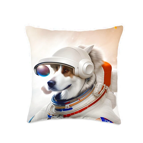 Stadium Status Records Dog Astronaut Throw Pillow, 16x16, Multicolor
