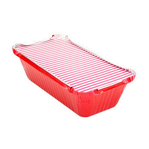 KitchenDance.com KitchenDance Disposable Aluminum Loaf Pans with Lids - 1.5 Pounds Rectangular Sized Aluminum Foil Pans for Cakes, Cobblers - Baking Pans Perfect for Baking, Storing, Preparing Food - 1650 (Red, 50)