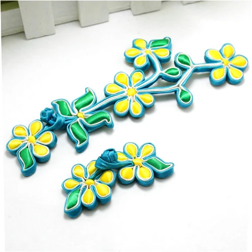 LYRACCES Sewing Fasteners Knotting Branch Flower Fabric Chinese Knots Cheongsam Frogging Button 1set (sea Blue)