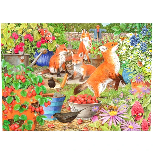 Buffalo Games - Bonjour - Tracy Hall - Foxes in The Veggie Patch - 500 Piece Jigsaw Puzzle for Adults -Challenging Puzzle Perfect for Game Nights