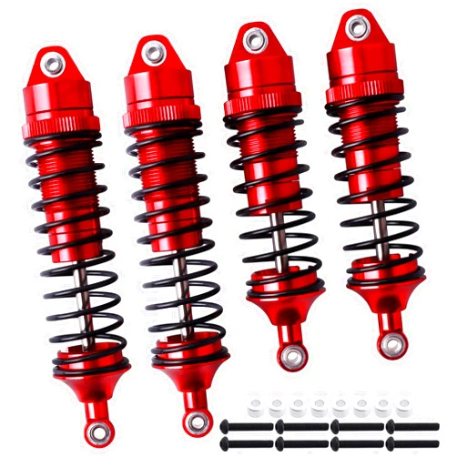 CrazyHobby All Metal Upgrades Parts for 1/10 Traxxas Slash 4x4 shocks, Rustler 4X4 VXL, Stampede 4X4 shocks, Hoss 4X4 shocks, Replace 5862 Big Bore Shock Set, with Springs (Red)