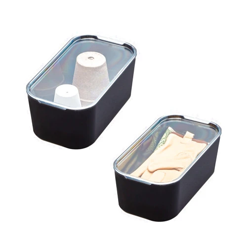 iDesign Short Inner Storage Bin with Lid, Set of 2, The Wallspace Collection, Clear Bin