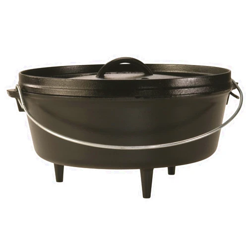 Lodge 6 Quart Pre-Seasoned Cast Iron Camp Dutch Oven with Lid - Dual Handles - Use in the Oven, on the Stove, on the Grill or over the Campfire - Black