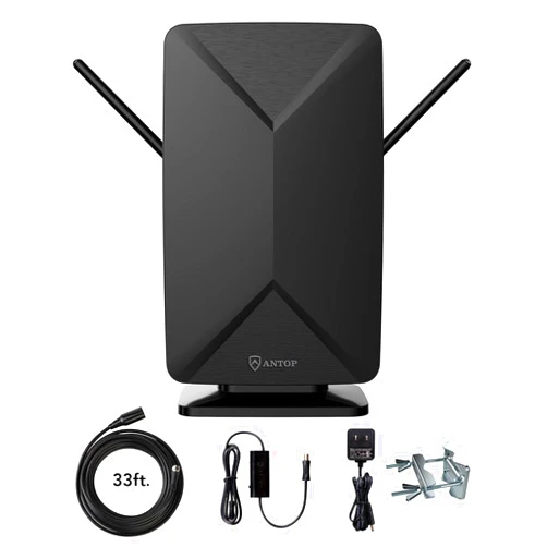 Dectan HD Antenna - ANTOP AT-406BV Flat Panel Mini Big Boy Indoor/Outdoor Smartpass Amplified Digital Antenna with High Gain and Built-in 4G LTE Filter