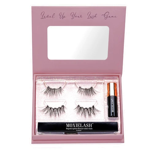MoxieLash Magnetic Eyelashes with Eyeliner Kit - Essentials Kit Vol 2 - Natural Looking False Eyelashes - Sassy & Baby Lash + Magnetic Eyeliner + Eyeliner Remover Swabs - USA Owned - No Glue