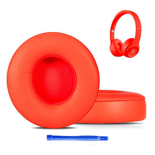 Damex Updated Thickened Solo Wireless 2/3 Replacement Ear Pads,earpads for Beats Solo 2/3 Wireless Headphone (red)