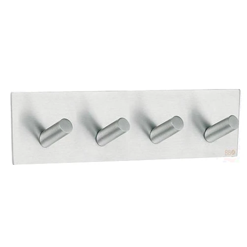 Beslagsboden Quadruple Hook Design Self-Adhesive of Brushed Stainless Steel, Silver