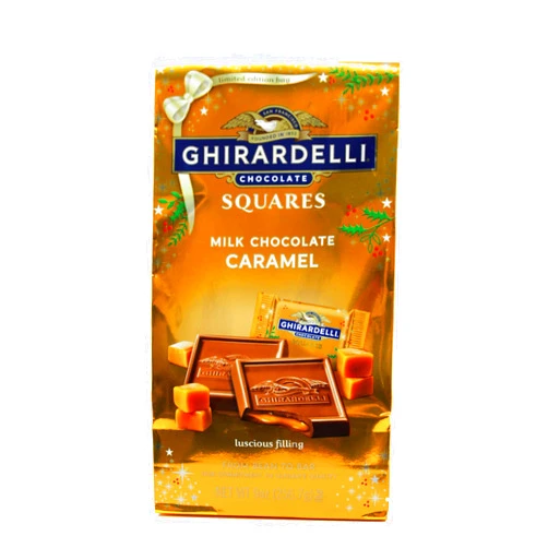 Ghirardelli Milk Chocolate Caramel Squares, Holiday Limited Edition Bag, 9 Ounces
