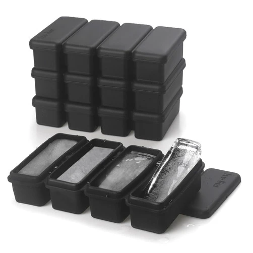 BECOKIT Silicone Ice Cube Molds Widely Use 4 Packs, Ice Cube Tray for Whiskey, Freezer Molds for Soups and Sauces (Black 4 Tray)