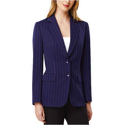 Tahari by ASL Two-Button Jacket Navy/Wide Chalk Stripe 12