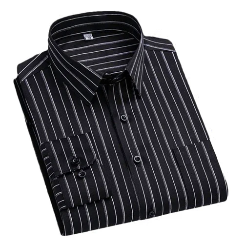 JXQXHCFS Men Dress Shirts Vertical Striped Shirt Stretch Shirt Business Temperament Long Sleeve Shirt Button up