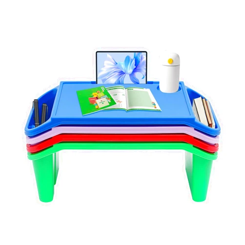 JAJADAH 4 Pcs Kids Lap Desk Tray, Plastic Breakfast Laptop Trays, Portable Lap Bed Table with Side Pockets (20