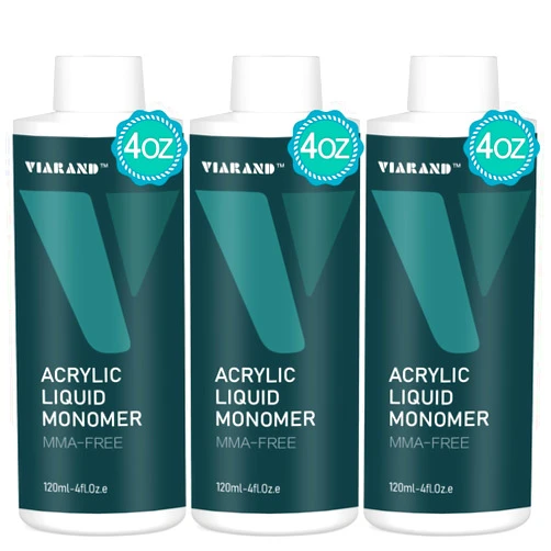 VIARAND Monomer Acrylic Nail Liquid for Acrylic Nails, 120ml- 4.OZ.e Acrylic Monomer Liquid for Acrylic Powder, Professional Acrylic Liquid Monomer, MMA-Free Non-Yellowing formulA 3PCS