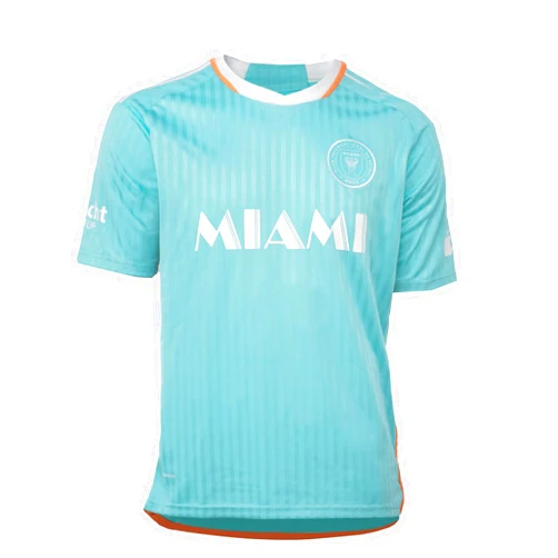 Generic Miami Soccer Jersey, Teal Blue, Short Sleeve (US, Alpha, Medium, Regular, Regular, Orange)