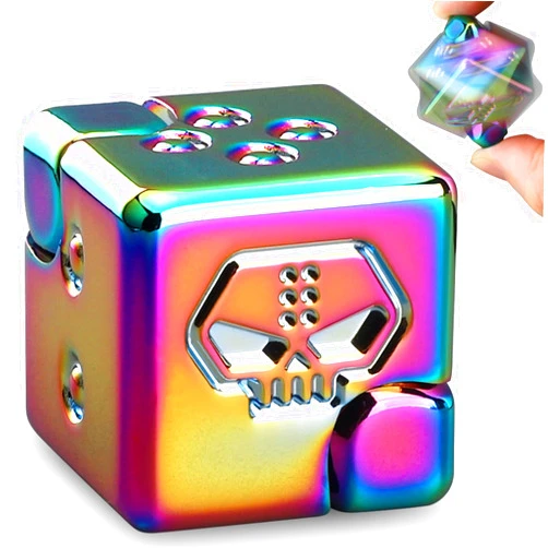 Mechaniker Dice Fidget Spinner Toys Cube for Kids Adults, Metal Infinity Cube, Anti-Anxiety Fidget Block with Case, EDC 2 in 1 Office Desk Gadgets, Birthday Stocking Stuffer Goody Bag Filler Gift for Boys Men