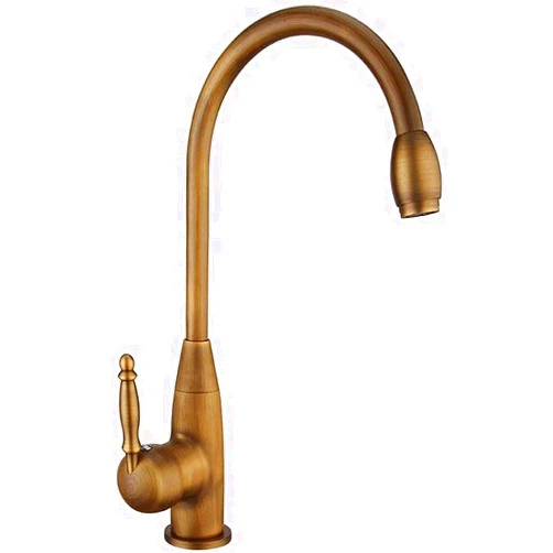 KMZSHPJNY Retro Kitchen Faucet Single Lever Handle,Vintage 360°Swivel High Arc Single Lever -Pre Bathroom Mixer Tap,Brass Monobloc Kitchen Sink Tap,Durability and Dependability,A(Color:2)