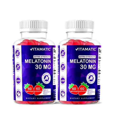 Vitamatic Sugar Free Melatonin 30mg per Gummy - 60 Servings - 60 Vegetarian Gummies - Non-Habit Forming Supplement (60 Count (Pack of 2))