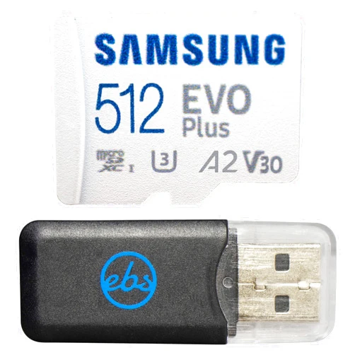 Everything But Stromboli Samsung 512GB EVO Plus MicroSD UHS-I Memory SD Card Works with Samsung Galaxy A04s, Galaxy A04 Smart Phones (MB-MC512KA) U3 C10 4K A2 V30 Bundle with 1 Everything But Stromboli MicroSDXC Card Reader