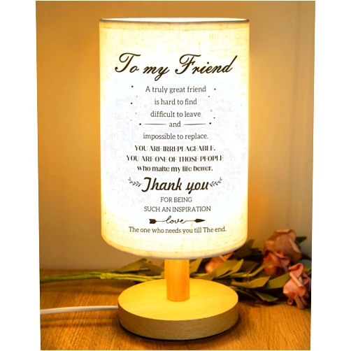 SOUHONEY Friend Gifts - Friend Birthday Gifts for Women Men- to My Friends Anniversary Christmas Valentine Gifts, Fabric Wooden Desk Lamp