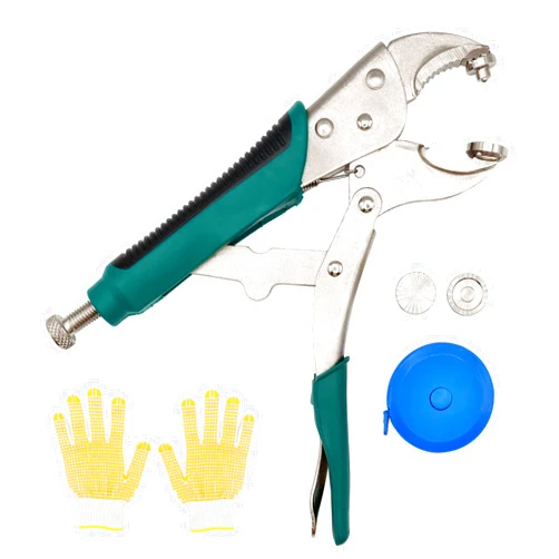 YLINKM Heavy Duty Snap Fastener Pliers Tool Kit for Fastening Snaps, Replacing Metal Snaps, DIY Cover, Canvas (With 2 Interchangeable Dies, Gloves and Tape Measure)