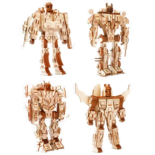 I-CHONY 3D Wooden Robot Puzzle,4 Piece Set Wood Crafts DIY Assembly Puzzle,Wooden Robot Model Kits,3D Wood Toys for Adults Man Teens Boys Kids Birthday