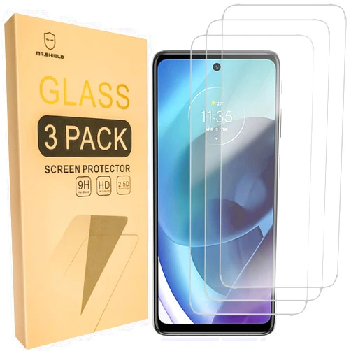 Mr.Shield [3-Pack] Designed For Motorola (Moto G51 5G) [Tempered Glass] [Japan Glass with 9H Hardness] Screen Protector with Lifetime Replacement