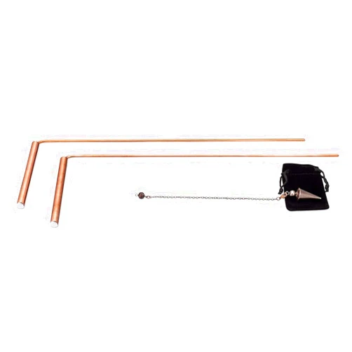 JurwheeR Copper Dowsing Rods Kit - 99.99% Pure Copper Divining Rods and Pendulum - for Divining Water, Spiritual, Gold, Energy Healing, Treasure, Buried Items Etc