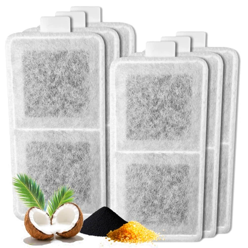 TOGGATH 6 Pack Cat Water Fountain Filter Replacement Compatible with PetSafe Whisker City Automatic Pet Fountain, Small and Large Size Pet Water Fountain Replacement Filters(Large)