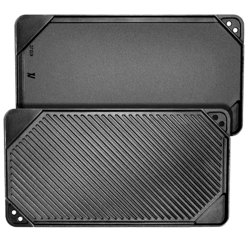 GGC Cast Iron Reversible Griddle, Double-sided Griddle pan for Indoor and Outdoor Cooking, 20 x 10.5 Baking Flat and Ribbed Griddle Plate for Stove Tops, Gas Grills and Camping
