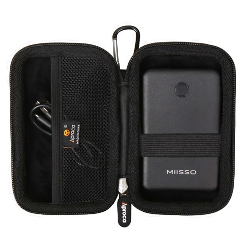 Aproca Black Hard Travel Storage Case, for miisso 6000mah Ultra Slim Built in Cables Power Bank Portable Charger